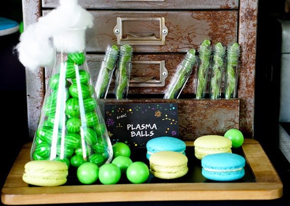 Modern Scientist Birthday Candy via Pretty My Party