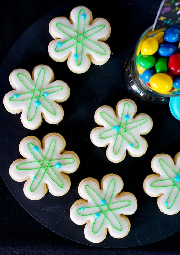 Modern Scientist Birthday Party Cookies via Pretty My Party