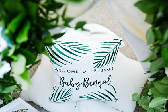 Welcome to the Jungle Baby Shower Personalized Pillows via Pretty My Party
