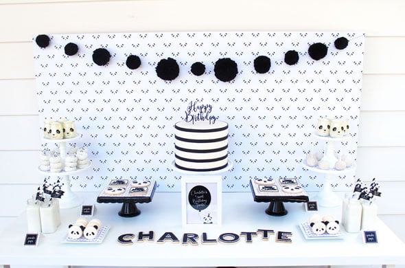 Party Like a Panda Birthday Party dessert table via Pretty My Party