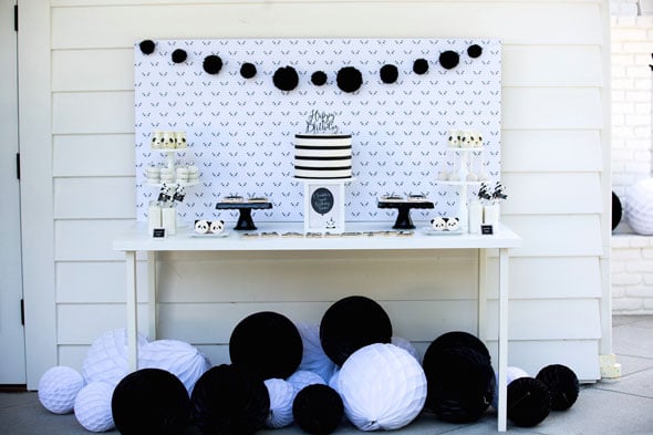 Party Like a Panda Birthday Party sweets table via Pretty My Party
