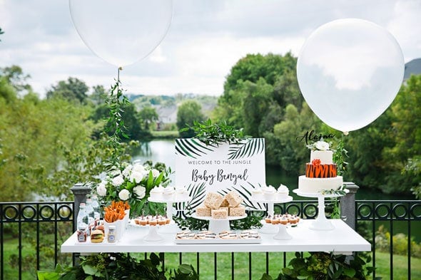 Welcome to the Jungle Baby Shower Dessert Table via Pretty My Party