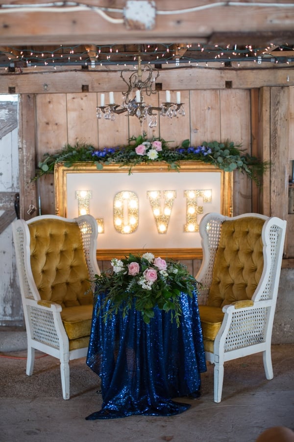 Rustic Glam Wedding Love Sweetheart Table via Pretty My Party