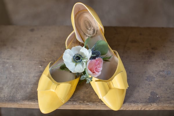 Rustic Glam Wedding Yellow Shoes via Pretty My Party
