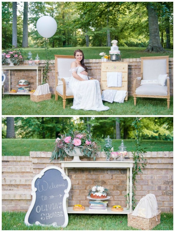 Whimsical Outdoor Baby Shower Decorations via Pretty My Party