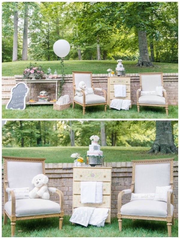 Whimsical Outdoor Baby Shower Decor via Pretty My Party