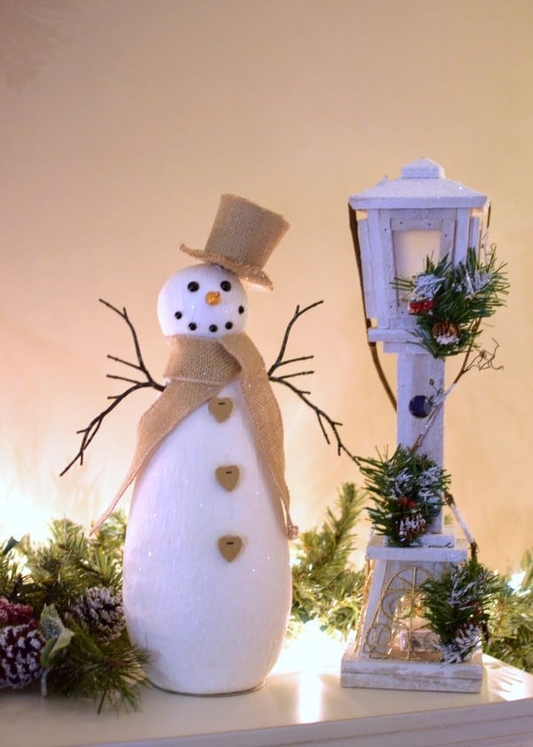 Christmas Snowman Fireplace Mantel Decor | Pretty My Party