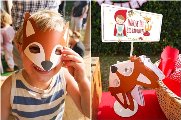 Red Riding Hood Picnic Birthday Wolf Masks | Pretty My Party