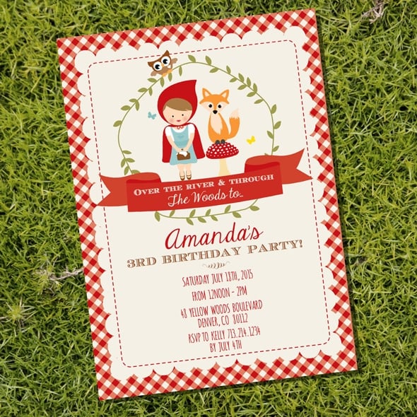 Red Riding Hood Picnic Birthday Party Invitation | Pretty My Party