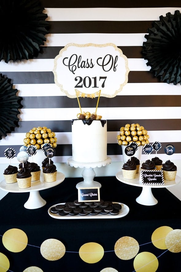 Bold Black and Gold Graduation Party Ideas | Pretty My Party