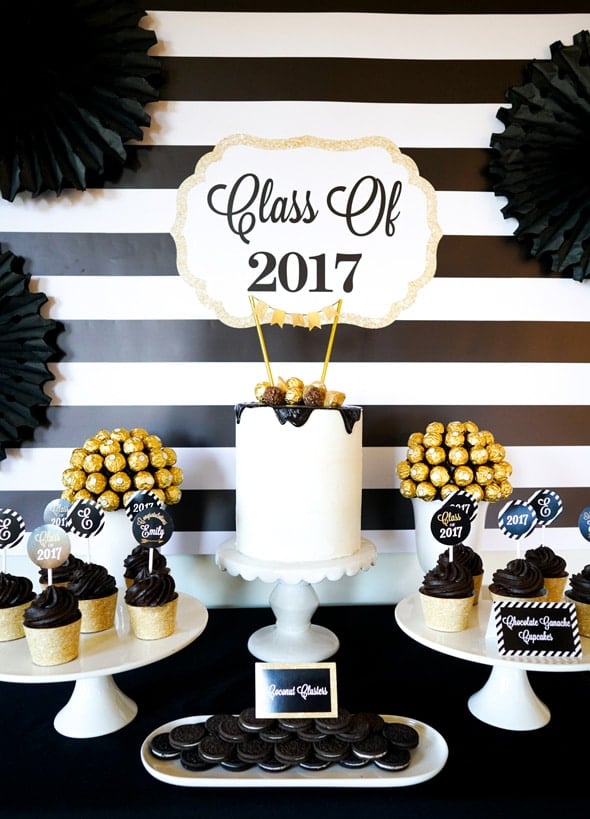 Bold Black and Gold Graduation Party Ideas | Pretty My Party