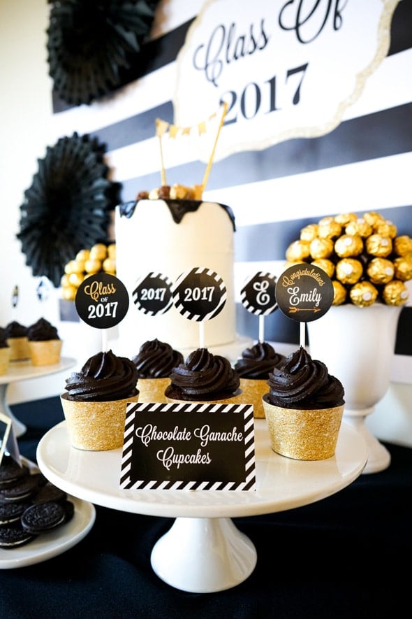 Bold Black and Gold Graduation Party Ideas | Pretty My Party