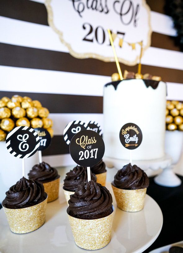 Bold Black and Gold Graduation Party Ideas | Pretty My Party