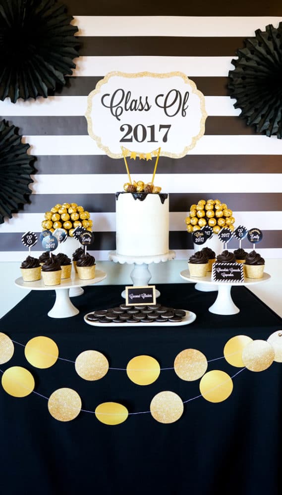 Bold Black and Gold Graduation Party Ideas | Pretty My Party