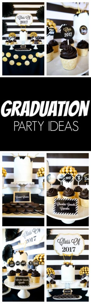 Bold Black and Gold Graduation Party Ideas | Pretty My Party