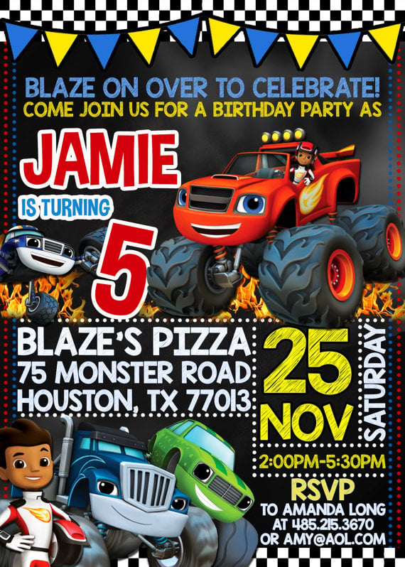 Blaze and the Monster Machines Party Invitation