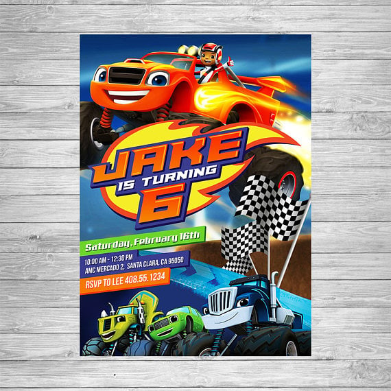 Blaze and the Monster Machines Party Invitation