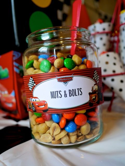 Cars Party "Nuts & Bolts" Candy Idea | Pretty My Party