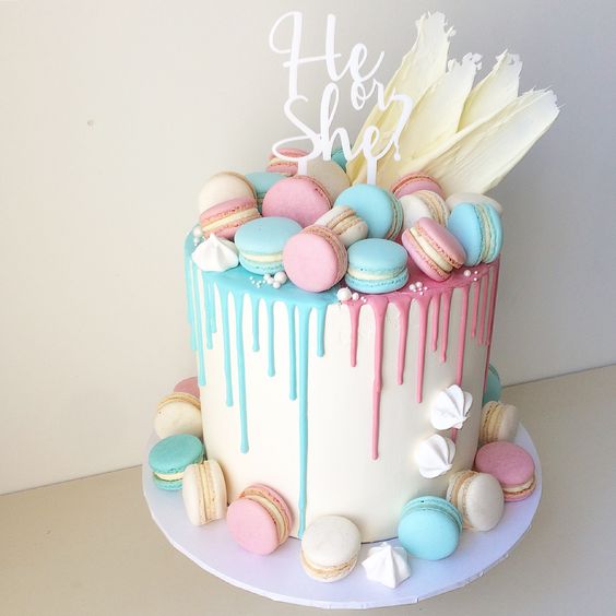 Gender Reveal Drip Cake