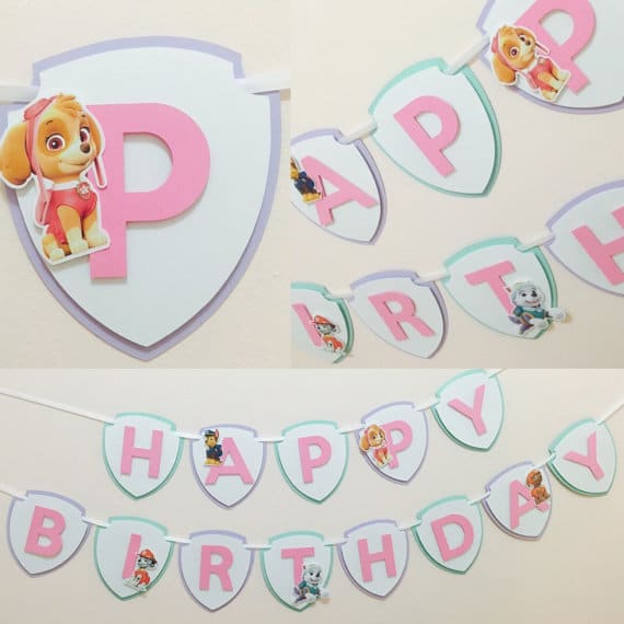 Girls Paw Patrol Birthday Banner | Pretty My Party