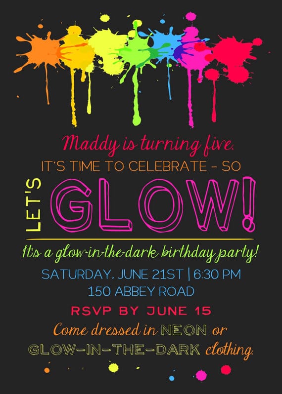 Glow in the Dark Party Invitation | Pretty My Party