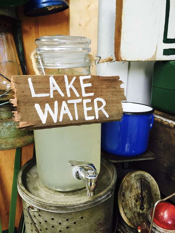 "Lake Water" Beverage Station | Camping Party Ideas | Pretty My Party