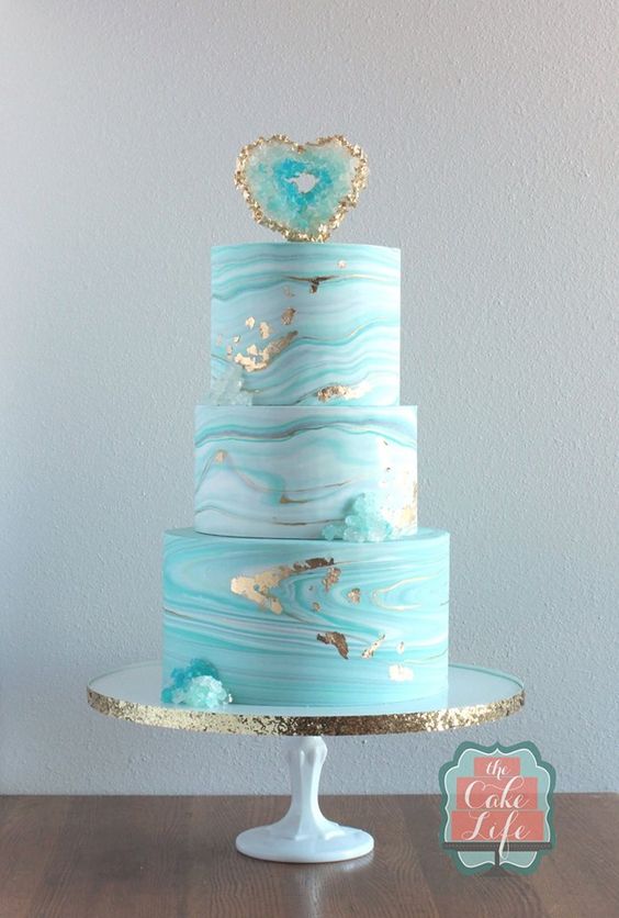 Light Blue Geode Birthday Cake | Geode Cake ideas