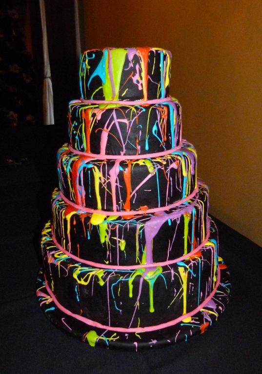 Neon Splatter Birthday Cake | Pretty My Party