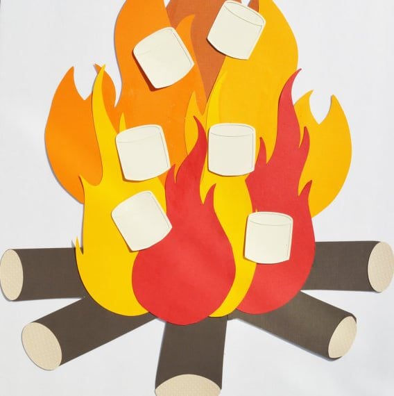 Pin the Marshmallow on the Campfire Game | Pretty My Party