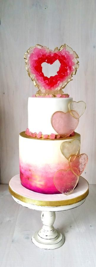 Pink Heart Geode Birthday Cake | Geode Cake Ideas