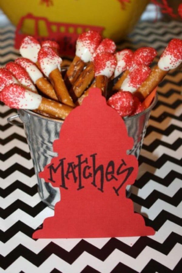 Pretzel "Matches" Camping Party Food Idea | Pretty My Party