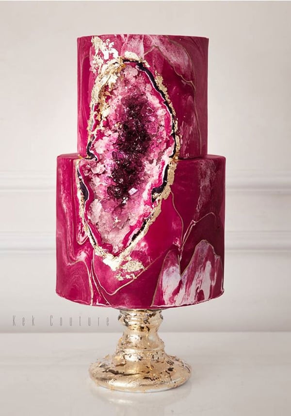 Red and Pink Geode Cake | Geode Cake Ideas