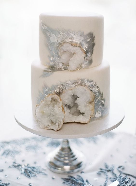 Silver and White Geode Cake | Geode Cake Ideas