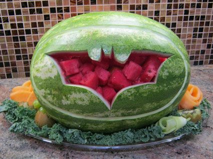 Batman Watermelon Fruit Display | Batman Party Ideas