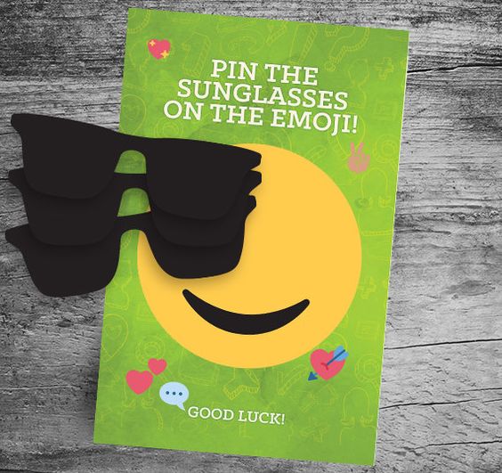 Pin the Sunglasses on the Emoji | Emoji Birthday Party Ideas