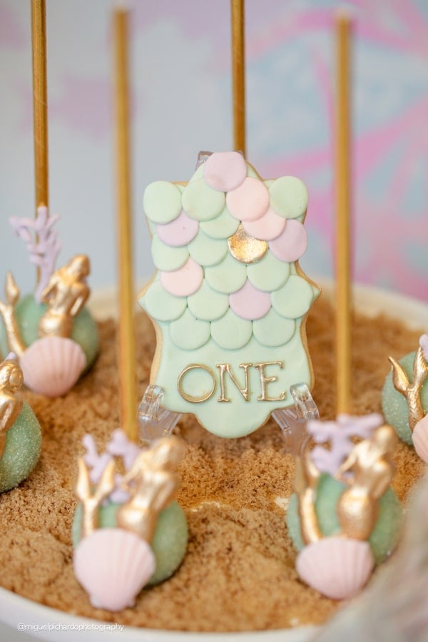 Magical Mermaid First Birthday Party Cake Pops and Cookies