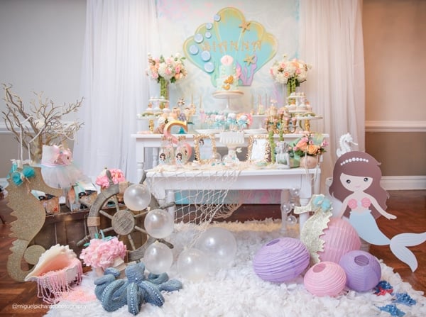 Magical Mermaid First Birthday Party Dessert Table