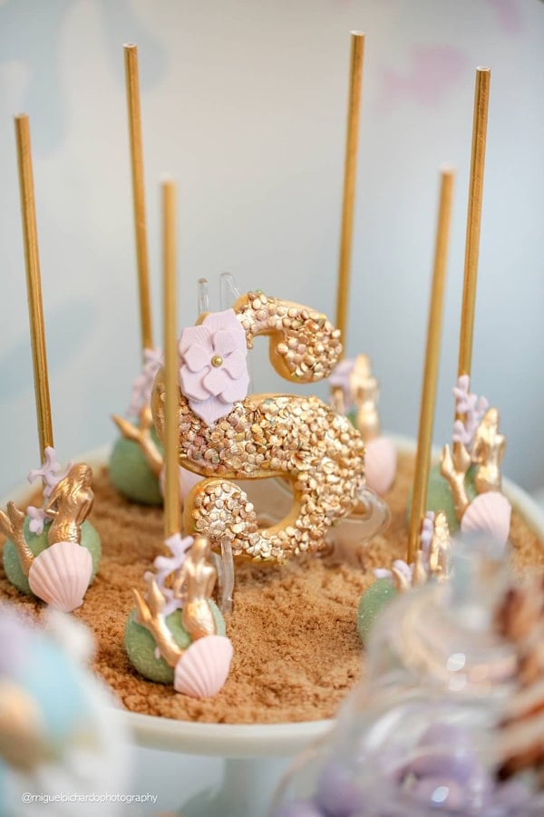 Magical Mermaid First Birthday Party Cake Pops and Cookies