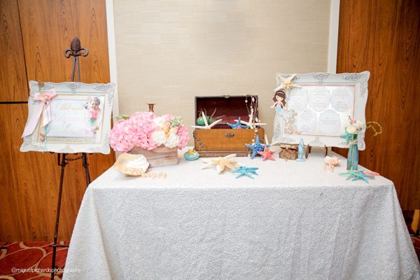 Magical Mermaid First Birthday Party Entrance Table