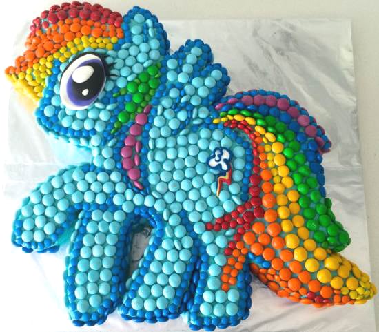 Rainbow Dash Candy Covered Cake | My Little Pony Party Ideas