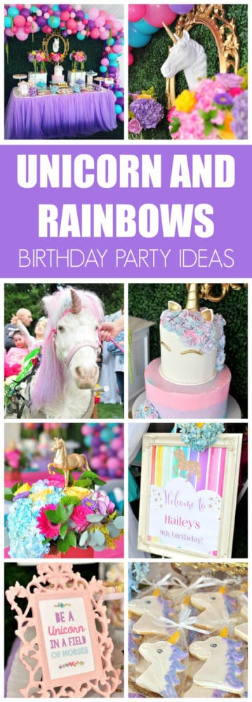 Unicorn and Rainbows Birthday Party featured on Pretty My Party