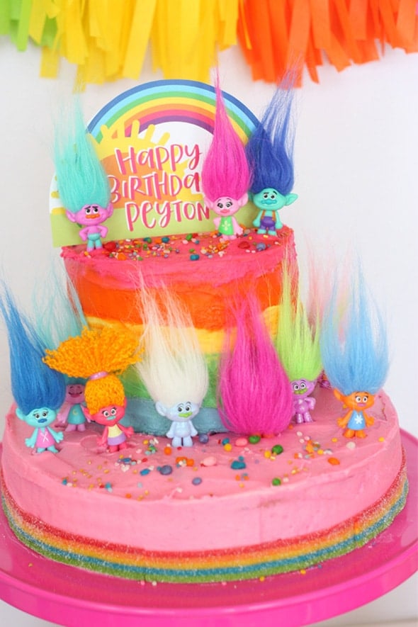 Colorful Trolls Birthday Cake