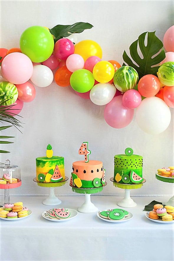 Tropical Tutti Frutti Cake Table | Tutti Frutti Party Ideas 
