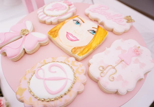 Barbie Glam Birthday Party Cookies featured on Pretty My Party