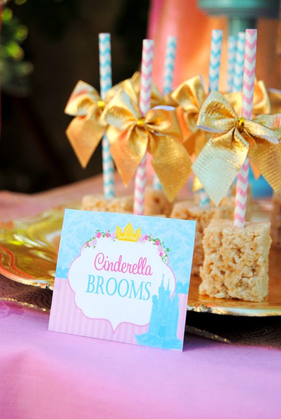 Cinderella Broom Rice Krispie Treats | Cinderella Party Ideas