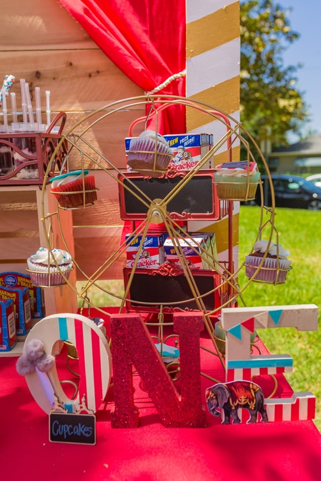 Whimsical Circus First Birthday Party Cupcakes