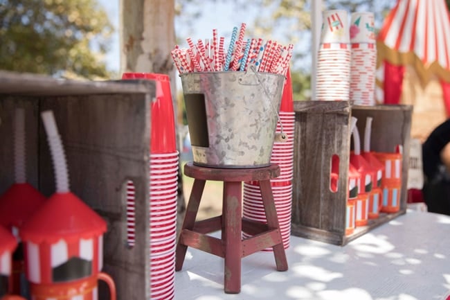 Whimsical Circus First Birthday Party Straws