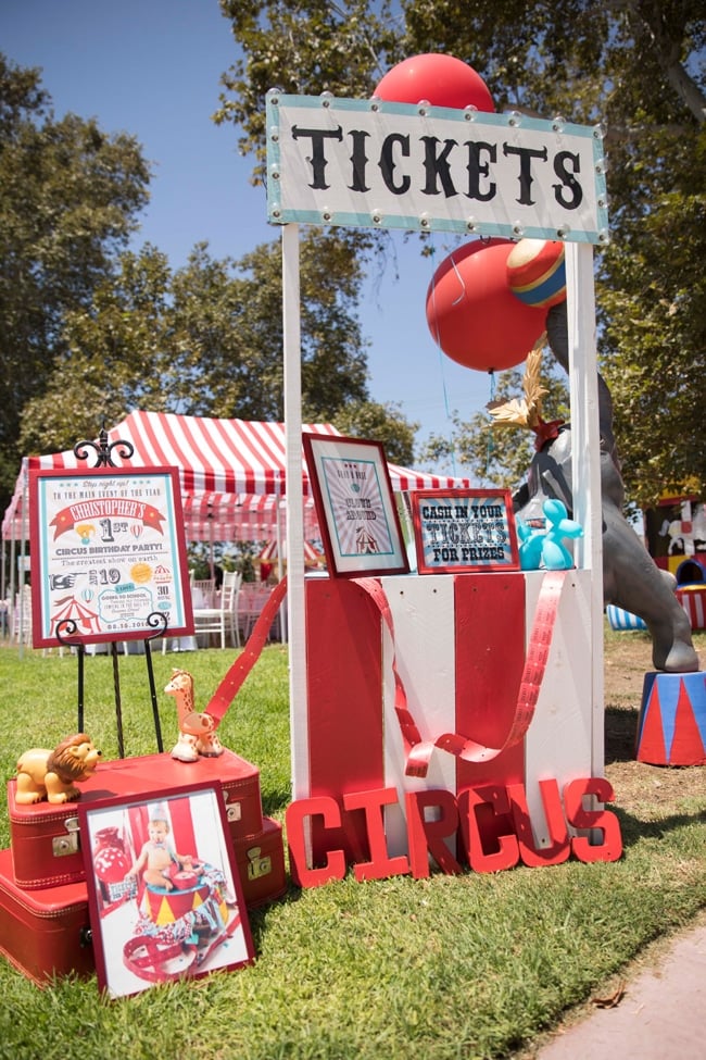 Whimsical Circus First Birthday Party Ticket Booth