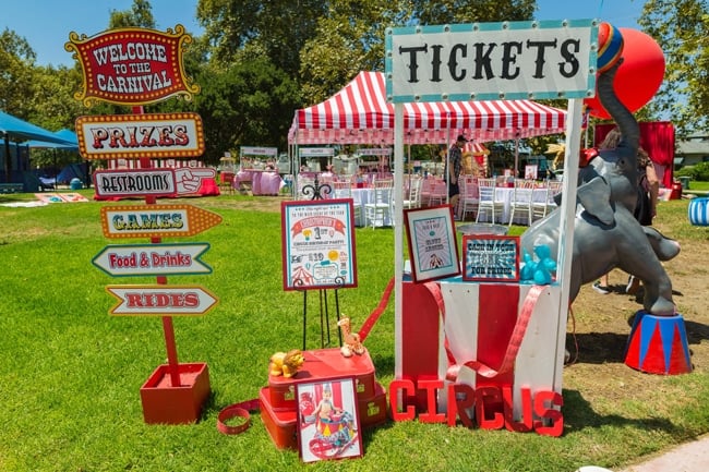 Whimsical Circus First Birthday Party Ticket Booth