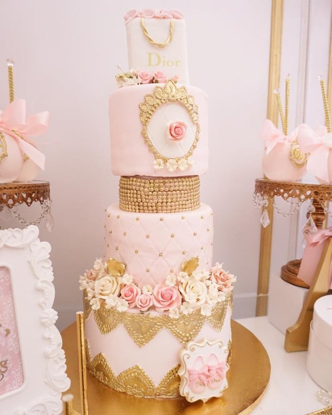 Diamond and Dior Themed Birthday Party Cake